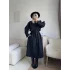 Çizgili Premium Oversize Trençkot - SİYAH