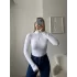 Dik Yaka Fermuar Bodysuit - BEYAZ