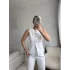 Düğmeli Biyeli Yelek - BEYAZ