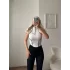 Fermuar Yaka Arma Detay Crop - BEYAZ