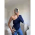 Fırfırlı Tek Omuz Bodysuit - LACİVERT