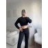 Fitilli Crop & Pantolon Takım - SİYAH