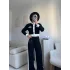 Garnili Bomber Crop & Pantolon Takım - SİYAH