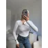 Göğüs Aksesuar Bluz - BEYAZ
