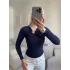 Göğüs Aksesuar Bluz - LACİVERT