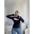 Göğüs Pencere Kruvaze Bluz - SİYAH