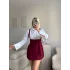 Gömlek Detay Salopet Elbise - BORDO