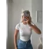 İnci İşlemeli Fiyonk Crop - BEYAZ