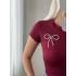 İnci İşlemeli Fiyonk Crop - BORDO