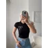İnci İşlemeli Fiyonk Crop - SİYAH