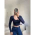 Kare Yaka Kısa Crop - LACİVERT