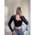 Kare Yaka Kısa Crop - SİYAH