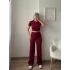 Kaşkorse Crop & Pantolon Takım - BORDO