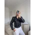 Kemerli Biker Deri Ceket - SİYAH