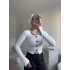 Kol Yırtmaç Fiyonk Crop - BEYAZ