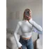 Kol Yırtmaç Yarım Balıkçı Crop - BEYAZ