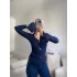 Kolları Volanlı Aksesuar Bluz - LACİVERT