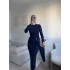 Kuşaklı Toka Detay Elbise - LACİVERT