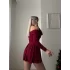 Madonna Yaka Pileli Elbise - BORDO