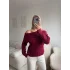 Madonna Yaka Şardonlu Kazak - BORDO