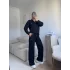 Modal Fermuar Sweat & Pantolon Takım - SİYAH