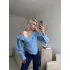 Omuz Açık Asimetrik Gömlek - BEBE MAVİSİ