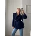 Omuz Tasarım Blazer Ceket - LACİVERT