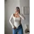 Ön Arka Kare Bodysuit - BEJ