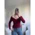 Önü Drapeli Madonna Bluz - BORDO