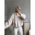 Oversize Bel Lastik Deri Ceket - BEJ
