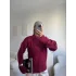 Oversize Bisiklet Yaka Kazak - BORDO