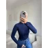 Parmak Geçmeli Fermuar Crop - LACİVERT