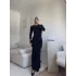 Sırt Dekolte Long Elbise - SİYAH