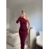 Tek Omuz Drapeli Elbise - BORDO
