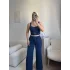Tokalı Dokulu Kumaş İkili Takım- LACİVERT