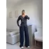 Tokalı Kruvaze Pantolon Takım - FÜME