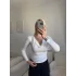 Toparlayıcı Fit Drapeli Bluz - BEYAZ