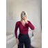 Toparlayıcı Fit Drapeli Bluz - BORDO