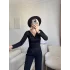 Toparlayıcı Fit Drapeli Bluz - SİYAH