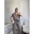 V Yaka Rahat Kesim Dökümlü Takım - BEJ