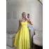 Valeria Kare Yaka Midi Elbise - SARI