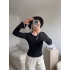 Volan Kol Kontrast Bluz - SİYAH
