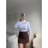 Yarım Balıkçı Omuz Damla Bluz - BEYAZ