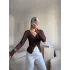 Yırtmaç Detay Dantel Crop - KAHVE