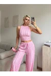 Halter Fitilli İkili Takım - PEMBE