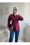 Arkası Bağlamalı Belden Bağlamalı Gömlek - BORDO
