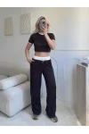 Biyeli Crop & Pantolon Takım - KAHVE