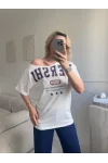 Kayık Yaka Mershi Tshirt - BEYAZ
