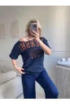 Kayık Yaka Mershi Tshirt - LACİVERT