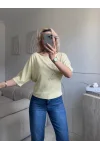 Yıldız Detay Kayık Yaka Bluz - SARI